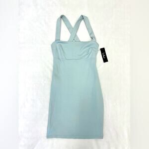 Lulus NWT Seafoam Green Ponte Knit Empire Waist Bodycon Mini Dress Cross Cross M